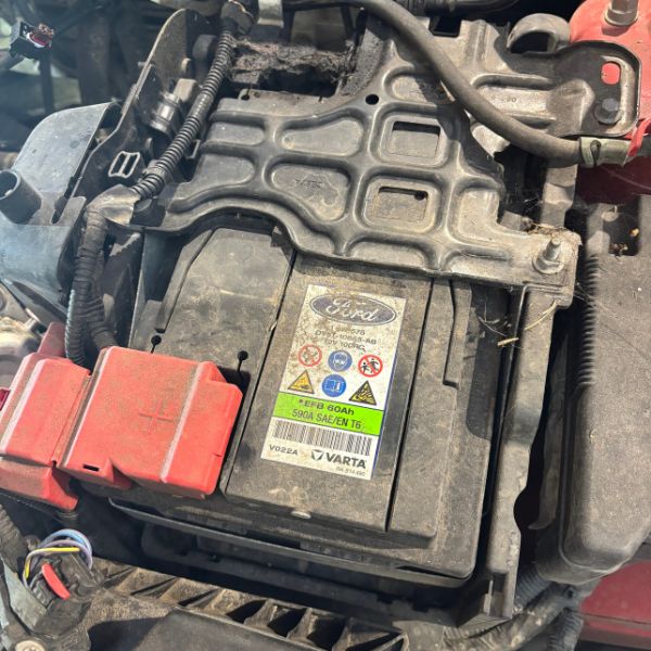 ford car battery in the workshop for replacement